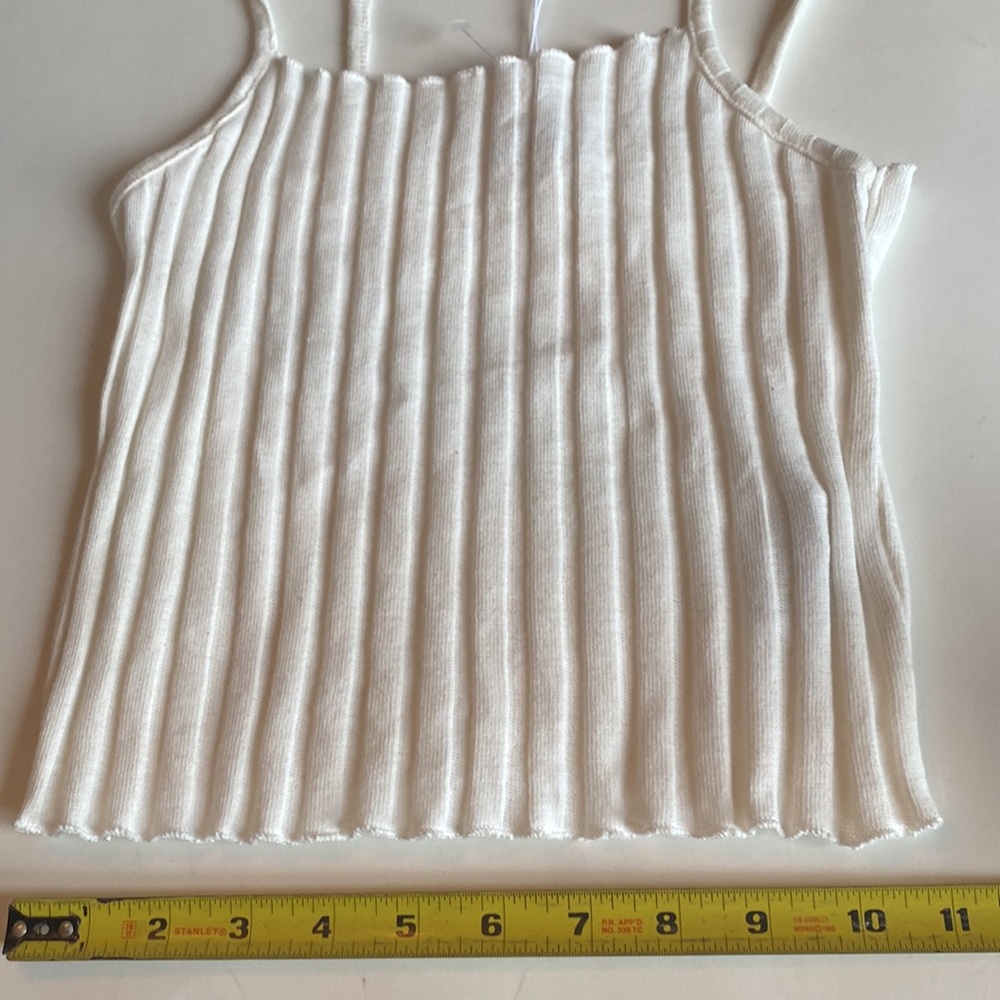 Zara Ivory Ribbed Crop Tank Top - Picture 12 of 13